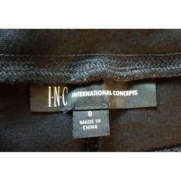 INC International Concepts Houndstooth Tapered-Leg Pants Black 8 Stretch T36 - Picture 3 of 7